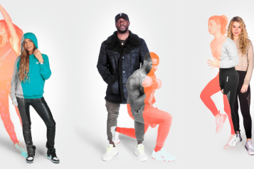 people standing with a lighter image of them doing different exercise movements