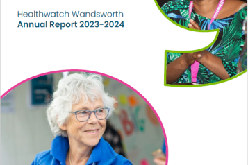 Picture of report front cover - 'The value of listening', Healthwatch Wandsworth Annual Report 2023-4